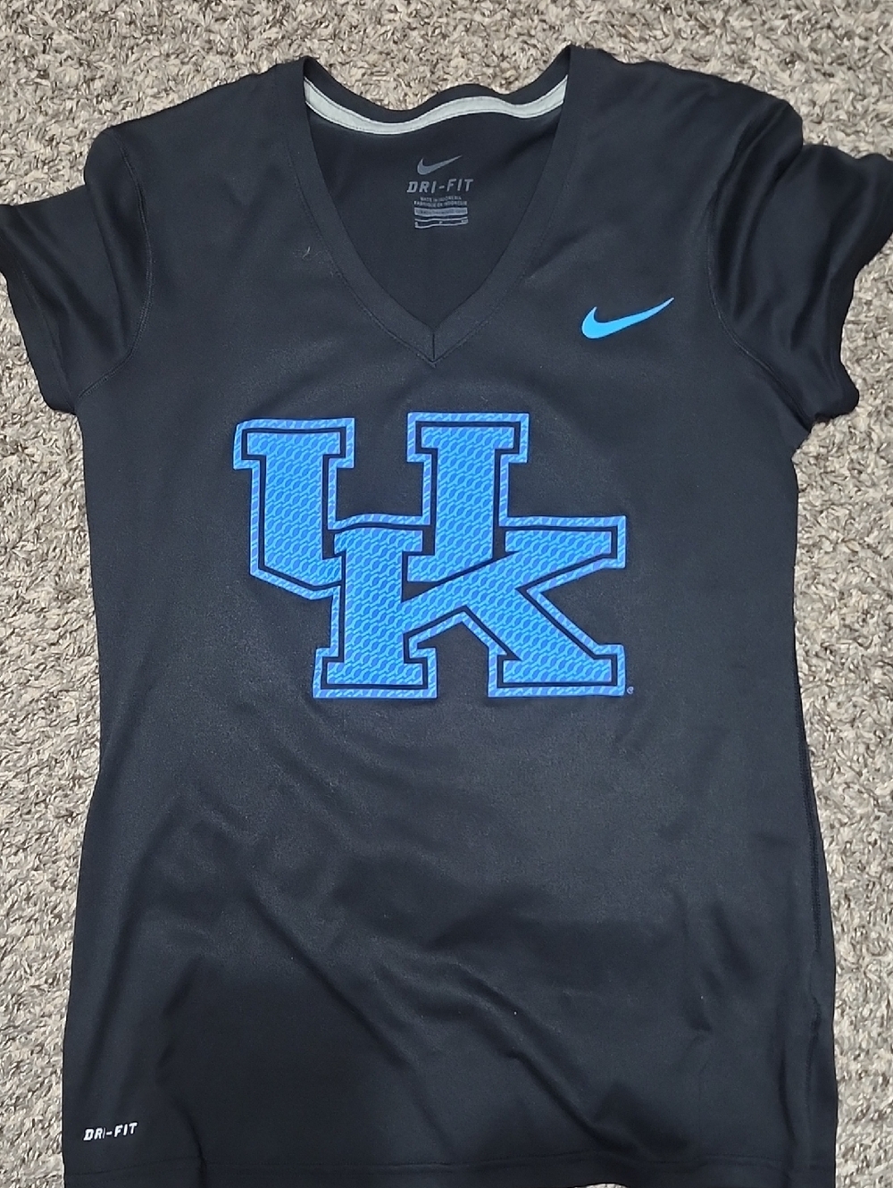 Nike Black V-Neck Tee with Bright Blue UK Logo